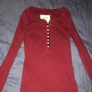 Red Abercrombie and Fitch long sleeve Henley